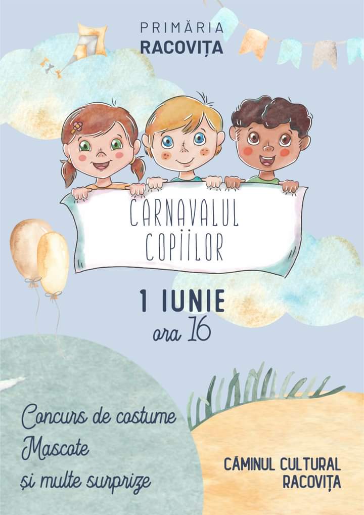 Carnavalul Copiilor, la Racovița. Cele mai inedite costume vor fi premiate