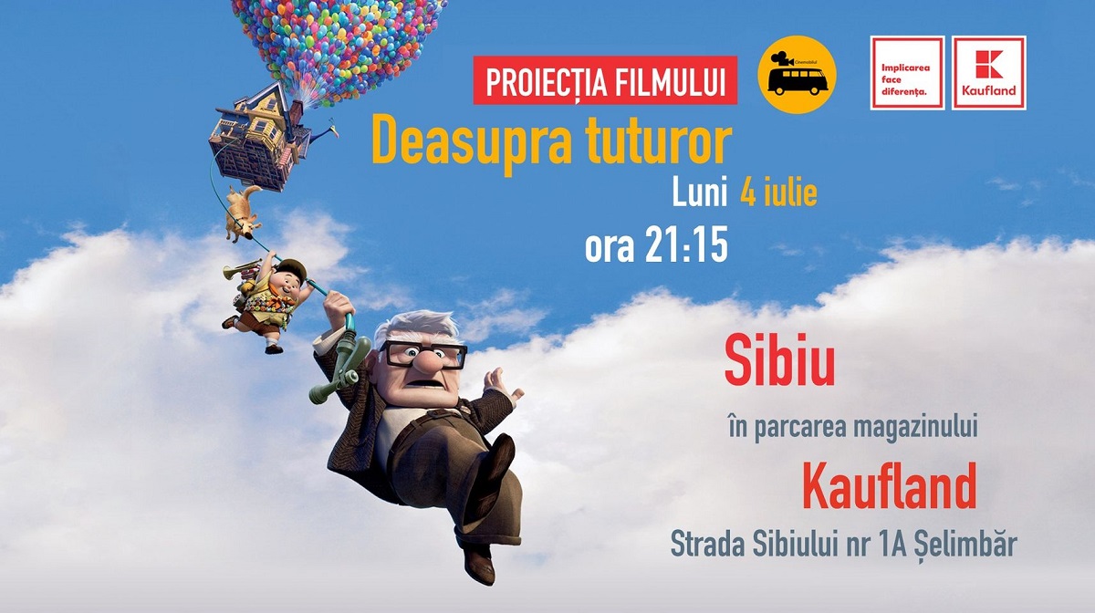 Proiecție de film animat, în parcarea Kaufland